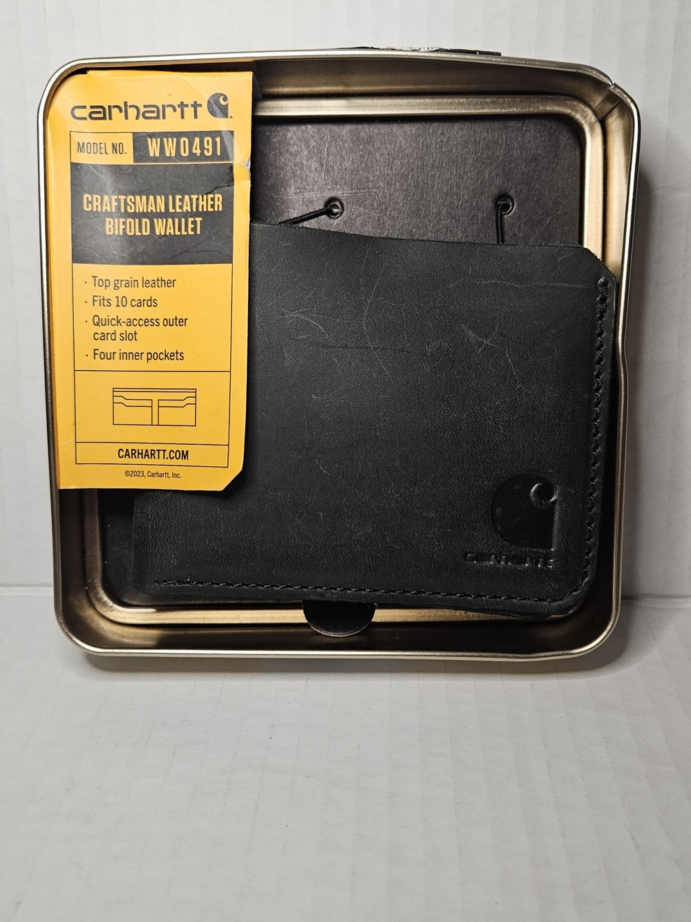 Carhartt Black Top-Grain Leather Bifold Card Wallet